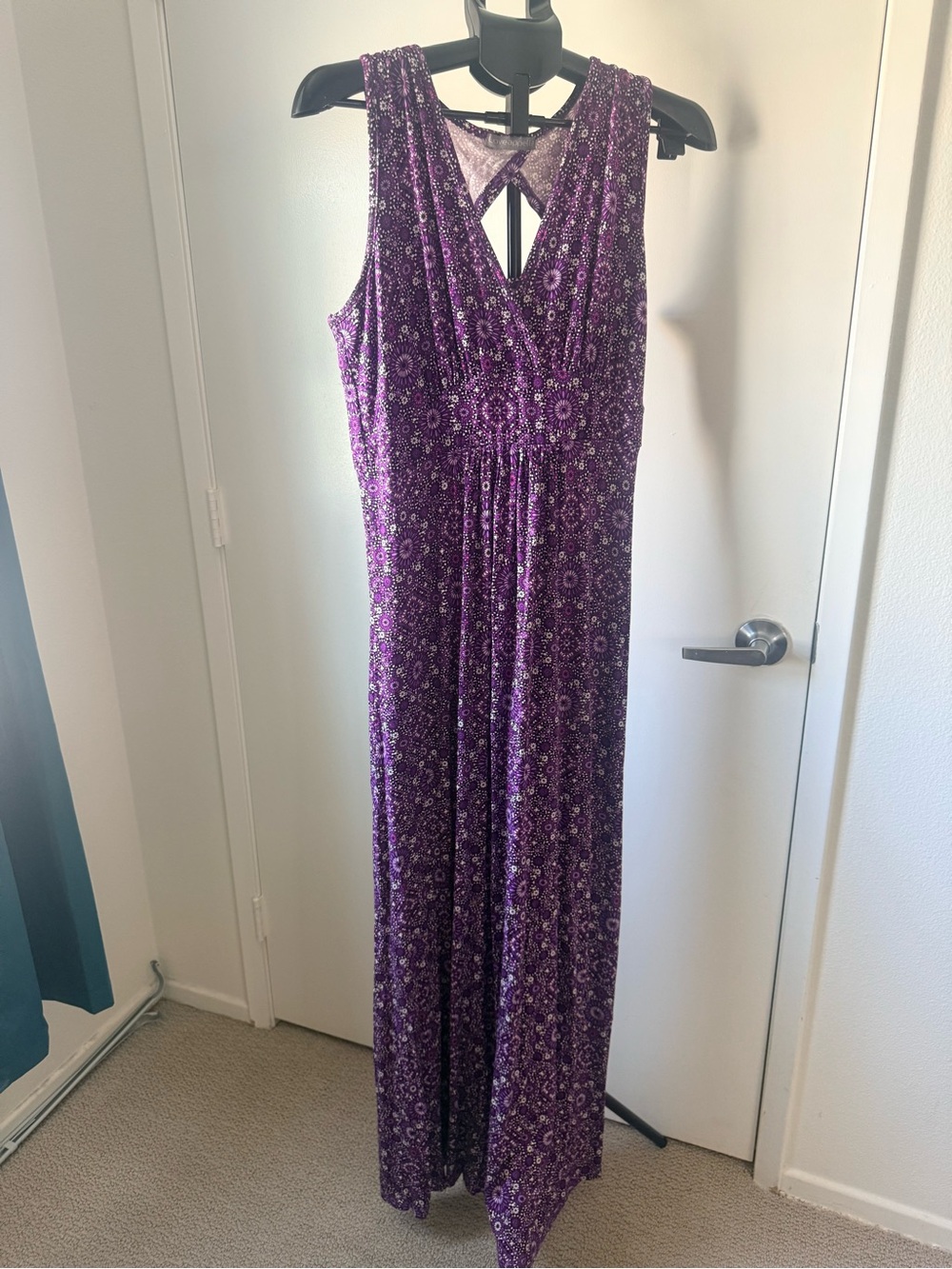 Loveappella Purple Floral Print Maxi Dress